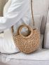 Mini Minimalist Twilly Scarf Decor Straw Bag