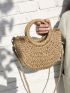 Mini Minimalist Twilly Scarf Decor Straw Bag