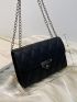 Minimalist Quilted Chain Flap Square Bag