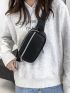 Litchi Embossed Zip Front Fanny Pack