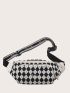 Geometric Graphic Tweed Fanny Pack