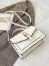 Minimalist Buckle Decor Flap Square Bag