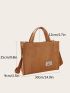 Autumn Winter Fashion Corduroy Messenger Bag, Handbag, Shoulder Bag, Letter Patch Top Handle Shopper Bag