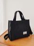 Letter Patch Top Handle Shopper Bag