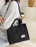 Letter Patch Top Handle Shopper Bag