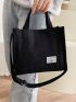 Letter Patch Top Handle Shopper Bag