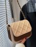 Mini Colorblock Quilted Chain Flap Square Bag