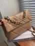 Quilted Chain Flap Square Bag