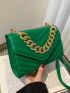 Chevron Chain Flap Square Bag