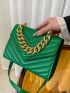 Chevron Chain Flap Square Bag