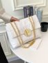 Quilted Flap Chain Tote Bag