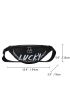 Letter Graphic Chain Decor O-ring Zipper Fanny Pack