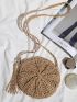 Tassel Decor Straw Circle Bag