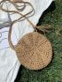 Tassel Decor Straw Circle Bag