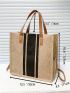 Striped Pattern Top Handle Tote Bag