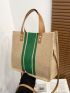 Striped Pattern Top Handle Tote Bag