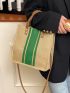 Striped Pattern Top Handle Tote Bag