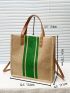 Striped Pattern Top Handle Tote Bag