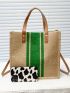 Striped Pattern Top Handle Tote Bag