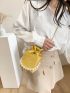 Mini Crocodile Embossed Faux Pearl Decor Bucket Bag