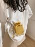 Mini Crocodile Embossed Faux Pearl Decor Bucket Bag