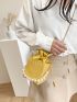 Mini Crocodile Embossed Faux Pearl Decor Bucket Bag