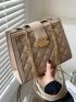 Quilted Push Lock Chain Square Bag