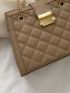 Quilted Push Lock Chain Square Bag