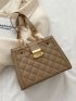 Quilted Push Lock Chain Square Bag