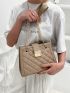 Quilted Push Lock Chain Square Bag