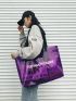 Clear Letter Graphic Tote Bag