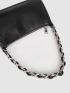 Minimalist Chain Zipper Baguette Bag
