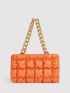 Quilted Zipper Ruched Bag
