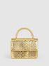 Mini Metallic Snakeskin Pattern Flap Square Bag