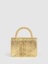 Mini Metallic Snakeskin Pattern Flap Square Bag