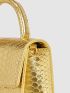 Mini Metallic Snakeskin Pattern Flap Square Bag