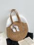 Twilly Scarf Decor Straw Bag