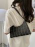 Grid Pattern Baguette Bag