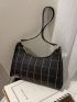 Grid Pattern Baguette Bag