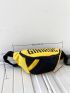 Letter Graphic Colorblock Waist Bag