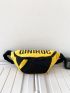 Letter Graphic Colorblock Waist Bag