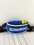 Letter Graphic Colorblock Waist Bag