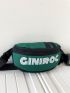 Letter Graphic Contrast Binding Waist Bag