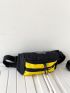 Letter Graphic Colorblock Waist Bag