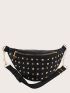 Studded Decor Chain Waist Bag