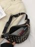 Studded Decor Chain Waist Bag