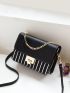 Striped Print Chain Flap Square Bag