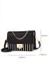 Striped Print Chain Flap Square Bag