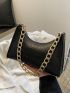 Crocodile Embossed Chain Baguette Bag