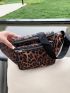 Leopard Print Double Zipper Fanny Pack